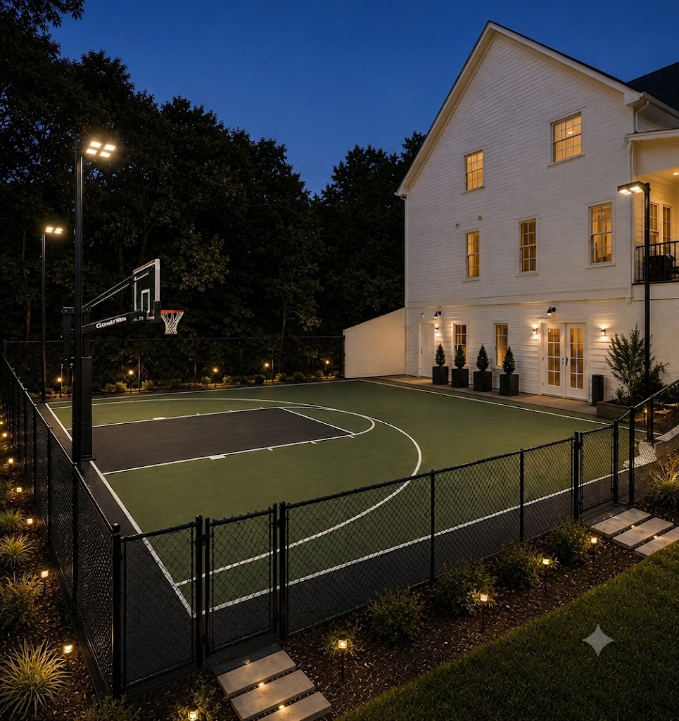 Private basketball and pickleball court by Hamilton HomeWorks